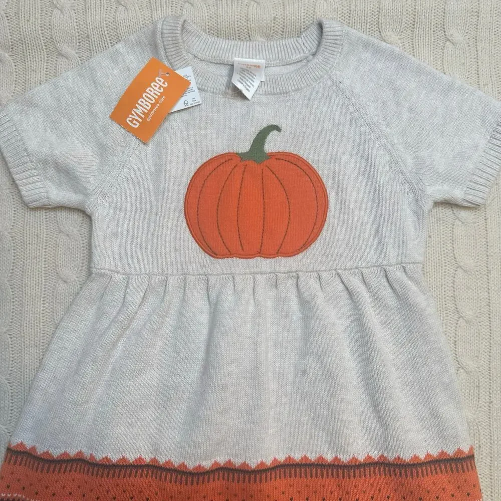 New Gymboree Pumpkin Knit Sweater Dress sz 4T